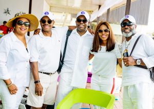 Photo shot of guests attending Mr Biodun Awosika's 60th birthday beach party.
