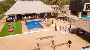 Photo shot of guests attending Mr Biodun Awosika's 60th birthday beach party.